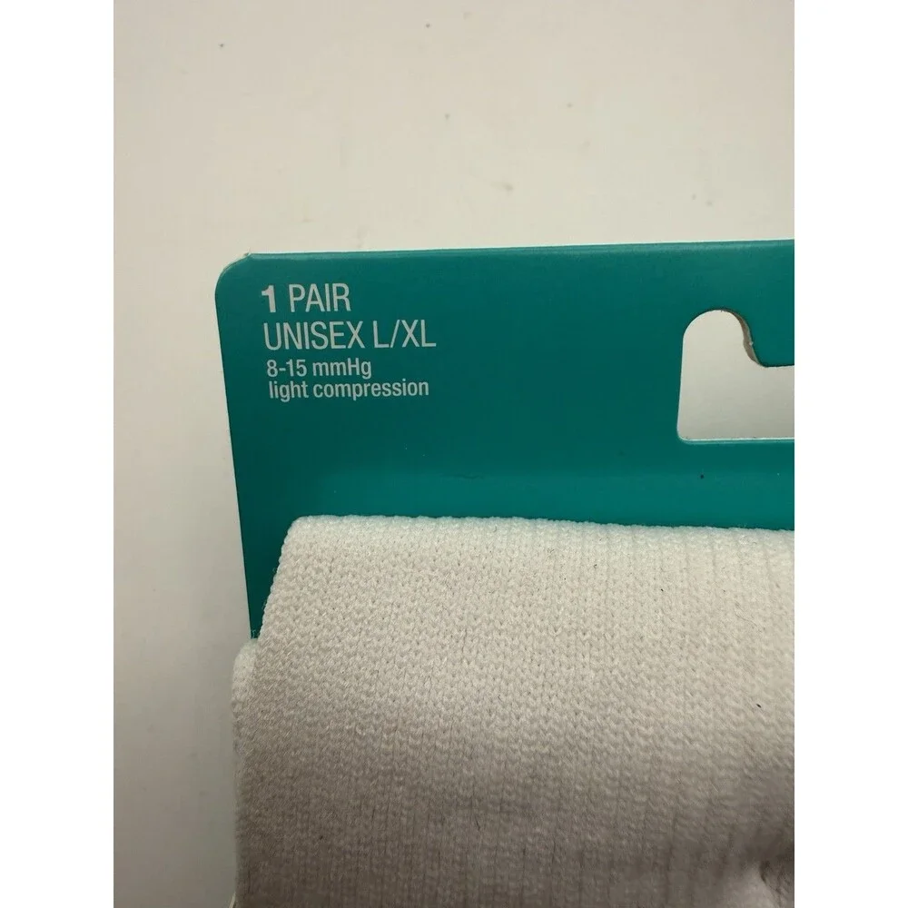 CVS Health Light Compression Socks White L/XL 8-15 mmHg Unisex New